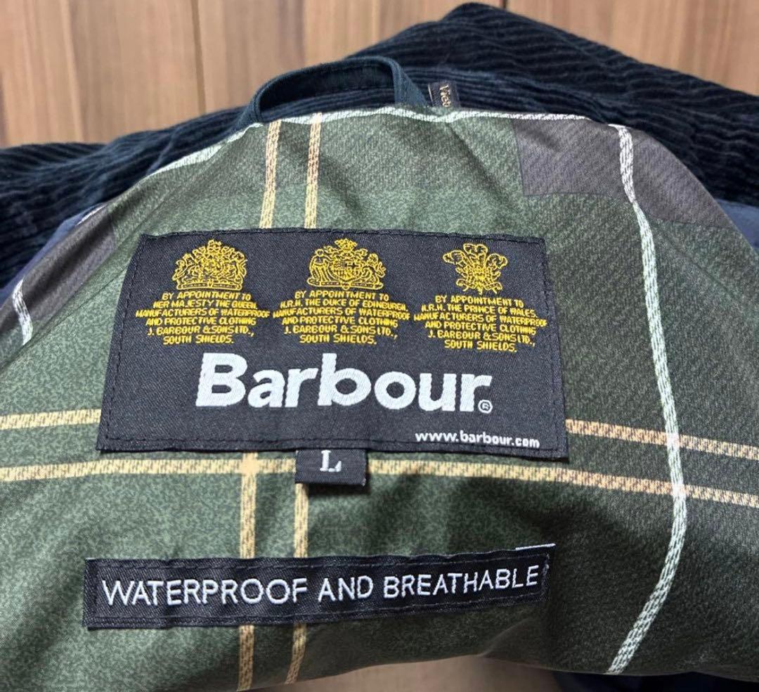 美品　Barbour ダークネイビーコーデュロイ襟 ジャケット