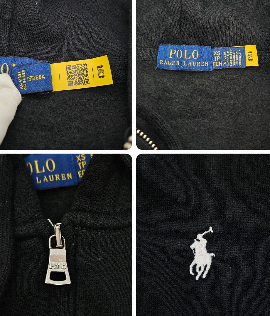 POLO　ポロラルフローレン　ポニーロゴ　パーカー　ブラック　XS