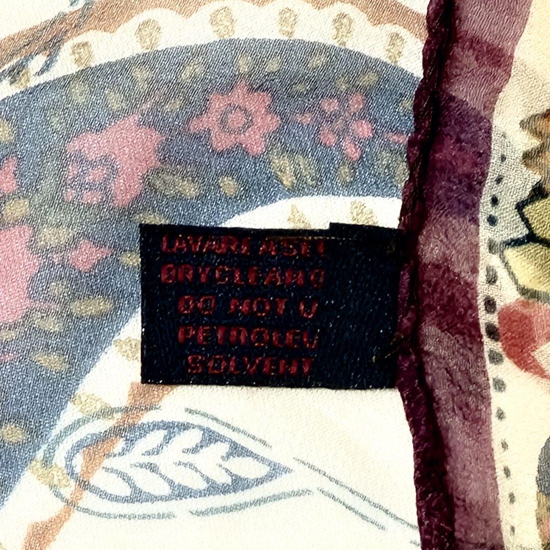 ETRO エトロ スカーフ 大判 シフォン ペイズリー柄 シルク パープル
