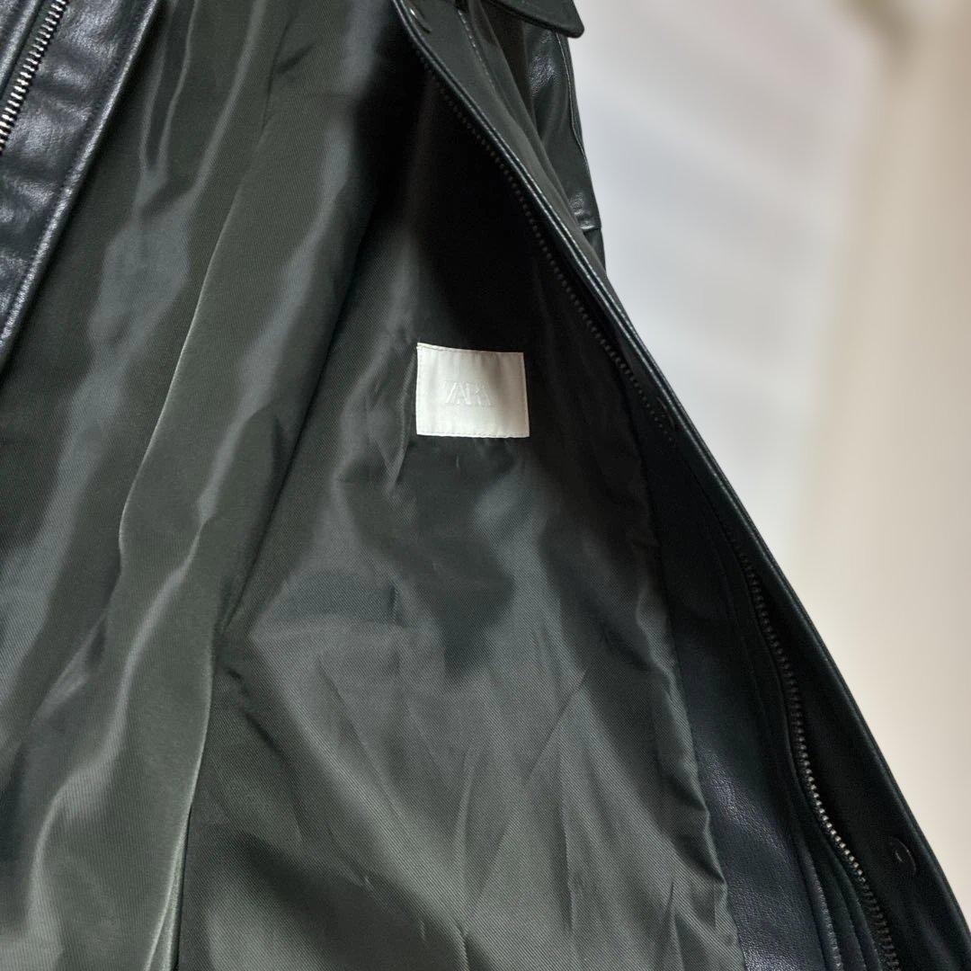 ザラzara フェイクレザー ジャケット リラックスフィット ブルゾン L