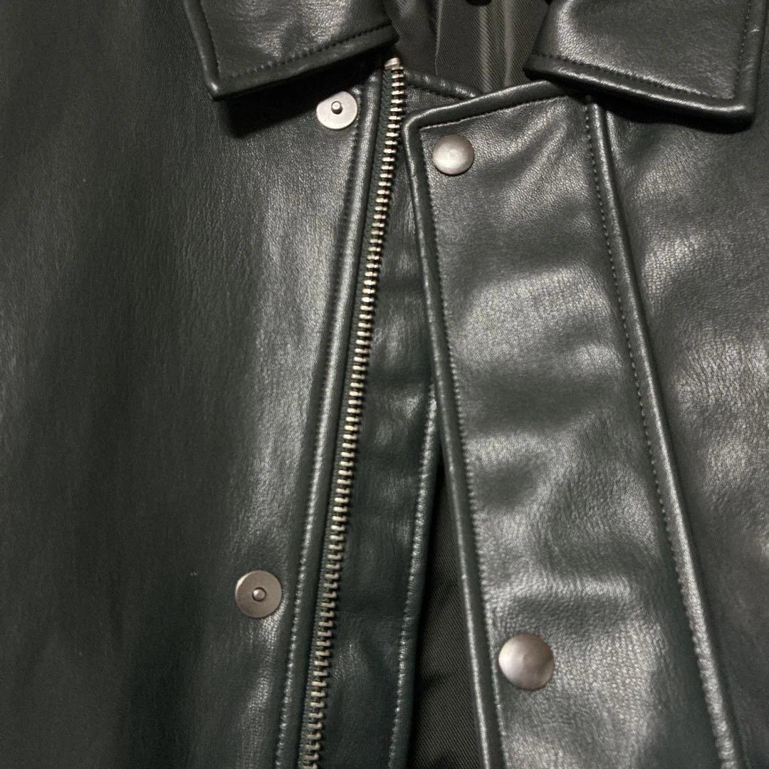 ザラzara フェイクレザー ジャケット リラックスフィット ブルゾン L
