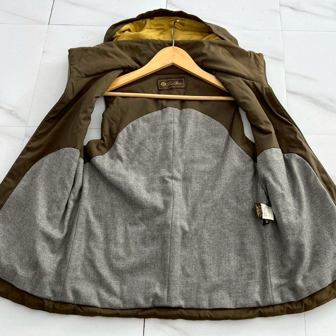 Loro Piana カシミヤ混 ベスト フード ジップ オリーブ サイズ40