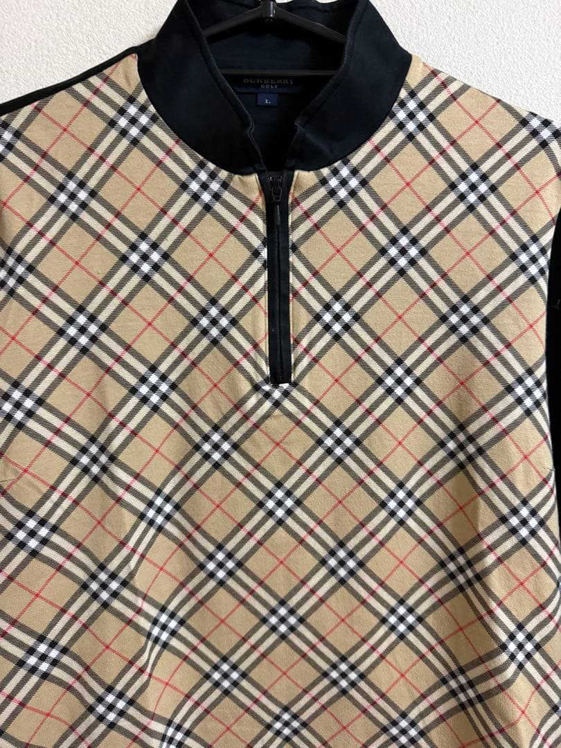 【美品】 バーバリーゴルフ　レディース　長袖　ノバチェック　ハーフジップ　L