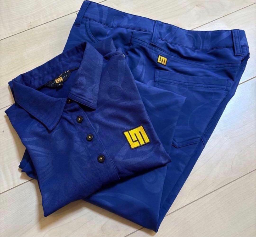 美品　ラウドマウス　ゴルフ ポロシャツ パンツ 2点セット　ネイビー　L/L