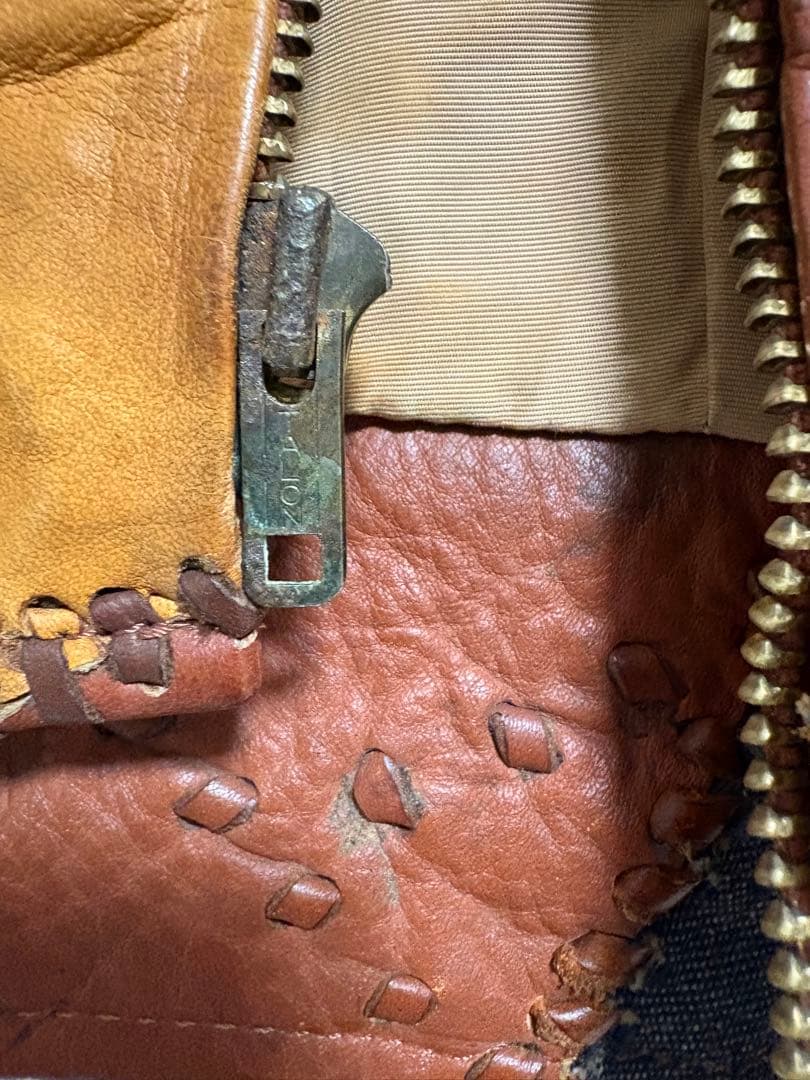 70s ハンドメイド　パッチワークレザージャケット