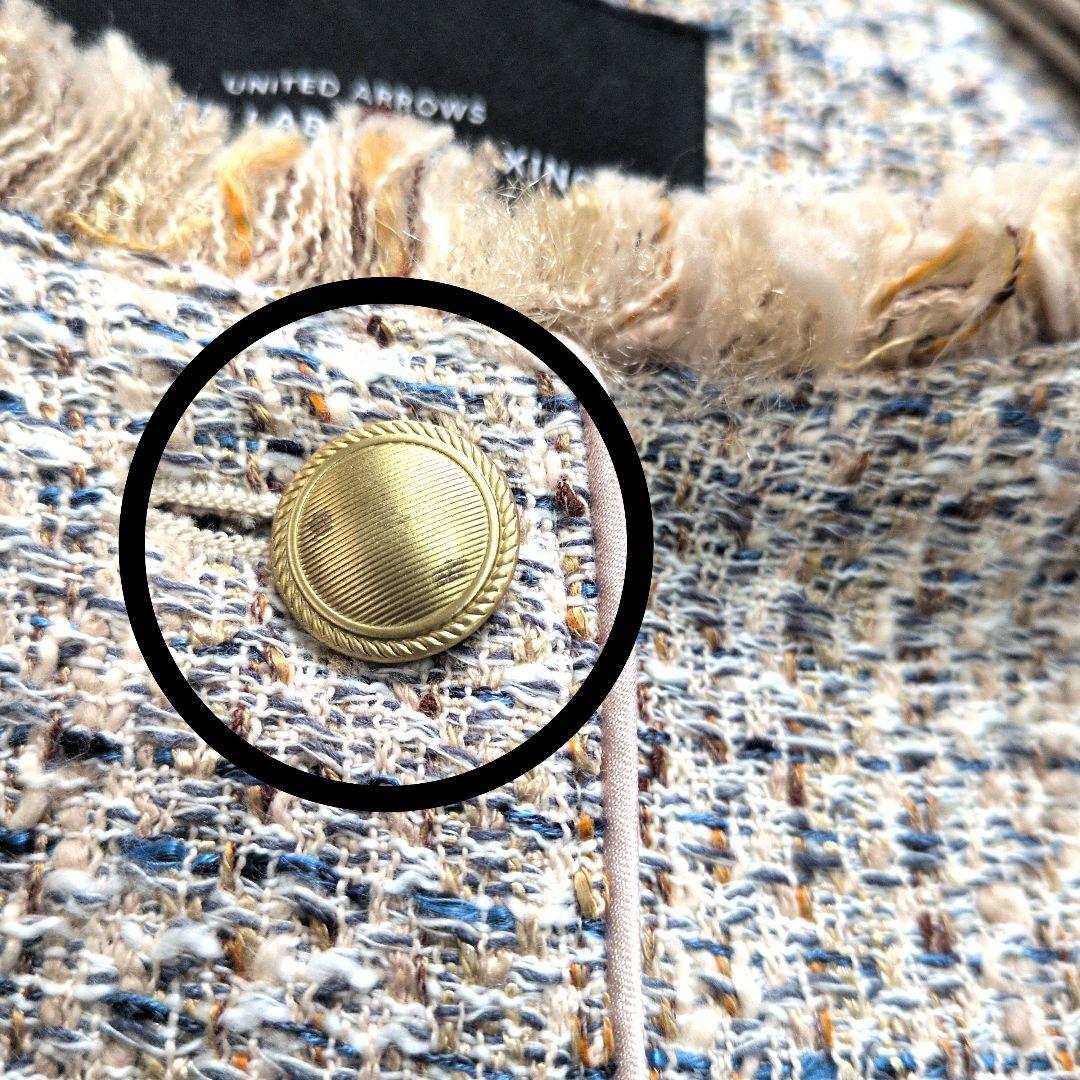 グリーンレーベルリラクシング ツイード ジレ 金ボタン ベスト