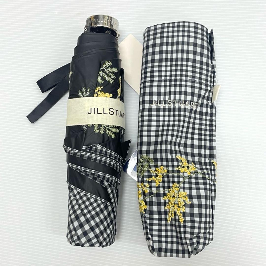 m*a様 新品52998 ジルスチュアート＊ギンガムチェック晴雨兼用折りたたみ日