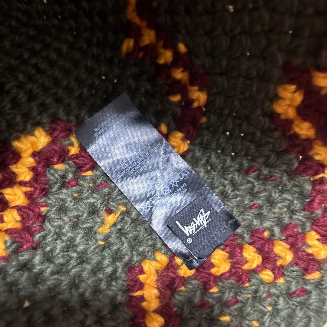 stussyステューシー　バケハ　ギザニット　バケットハット　オリーブ　古着