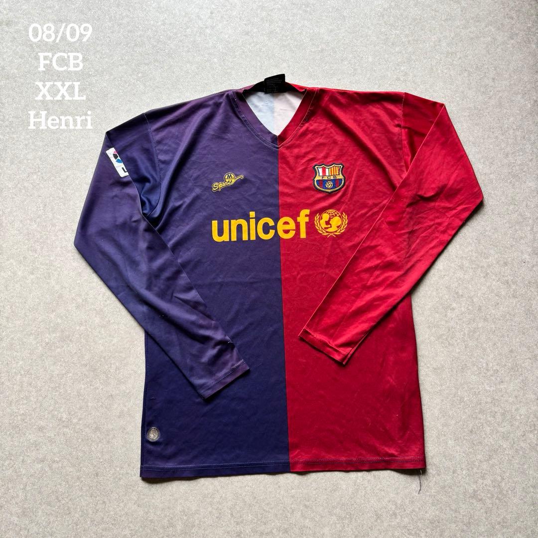 バルセロナユニフォーム古着08/09Lアンリ長袖unicefサッカー