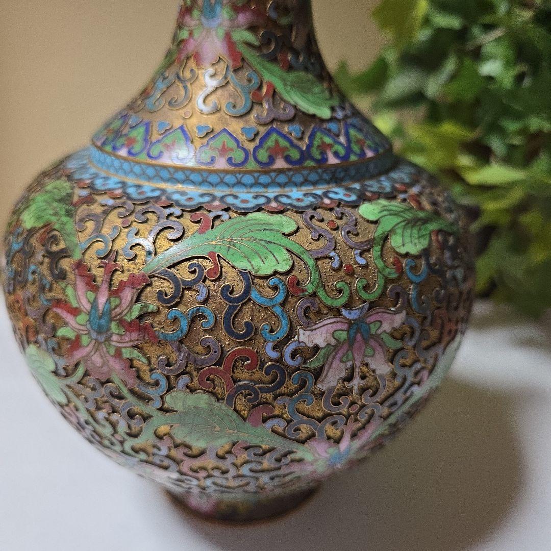 中国美術 骨董 景泰藍 七宝焼 飾瓶 花瓶 壺