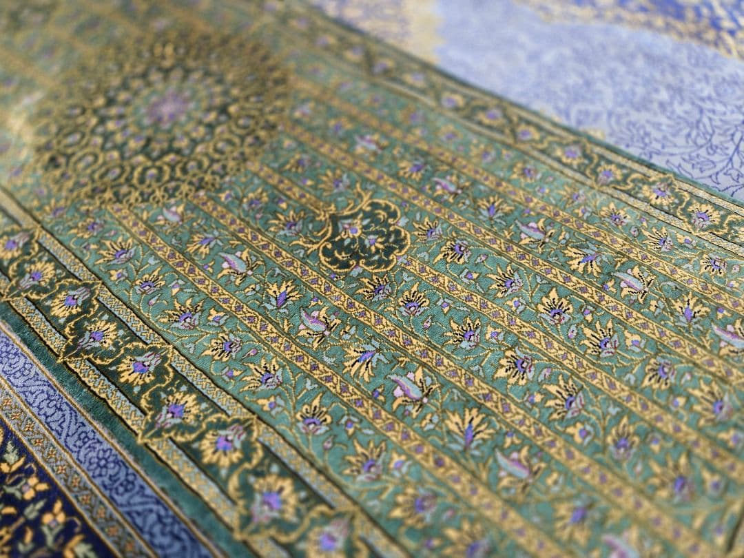 ペルシャ絨毯有名なマスミ工房ライナー綺麗ないる本物保証100×35cm