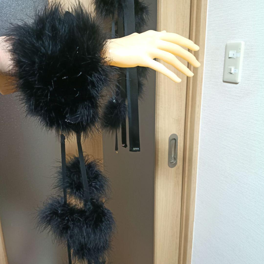Hideko様オーダー　黒い羽のバングル&リボンフロート&ポンポンフロート