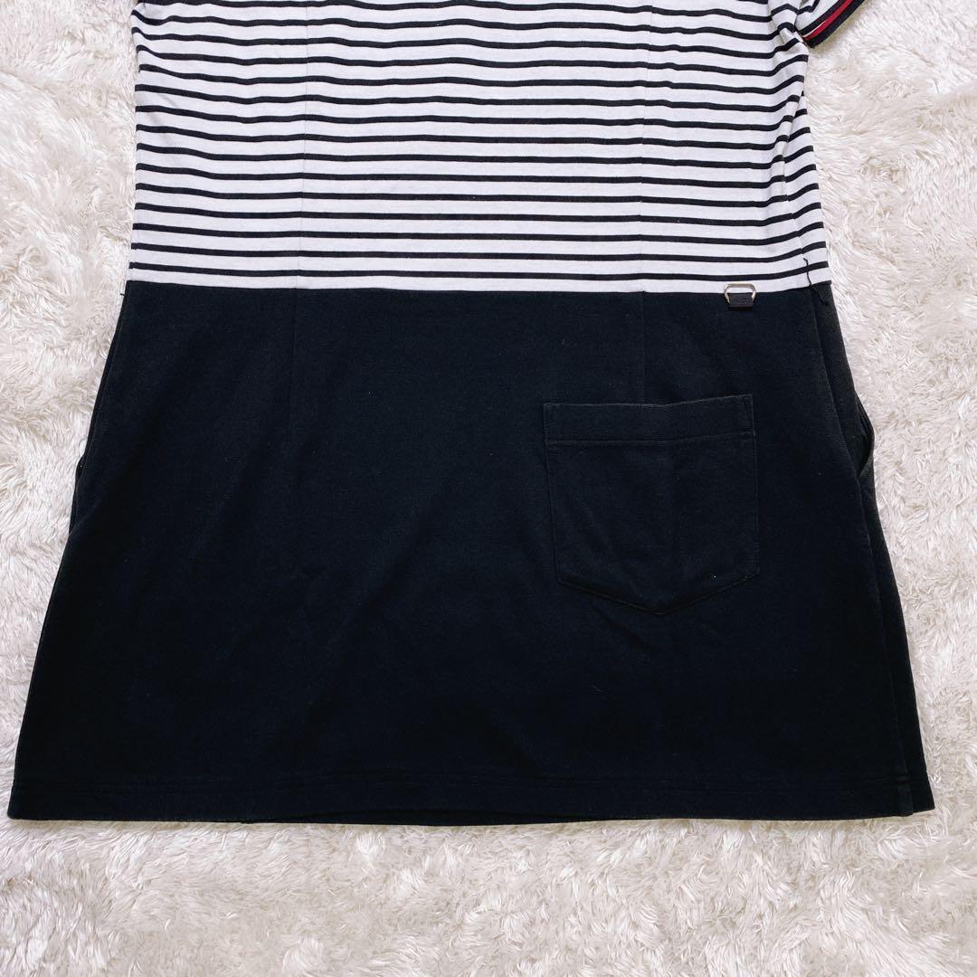 LANVIN SPORT 42 XL相当 ゴルフ ワンピース ボーダー 黒 白