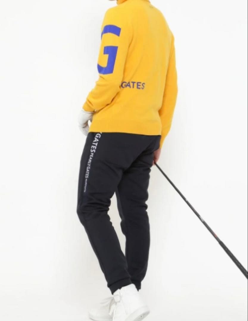 新品 パーリーゲイツ カシミヤ天竺 タートルネックニットプルオーパー(6)LL黄