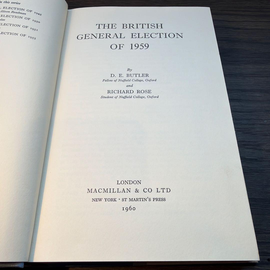 洋書 THE BRITISH GENERAL ELECTION OF 1959