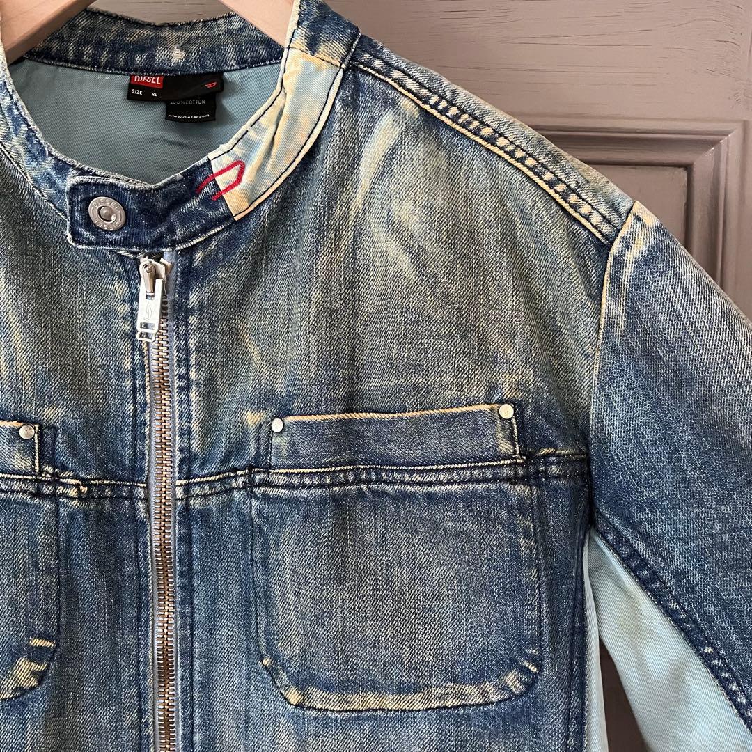 DIESELディーゼル シングルライダース デニムジャケット ITALY製 XL