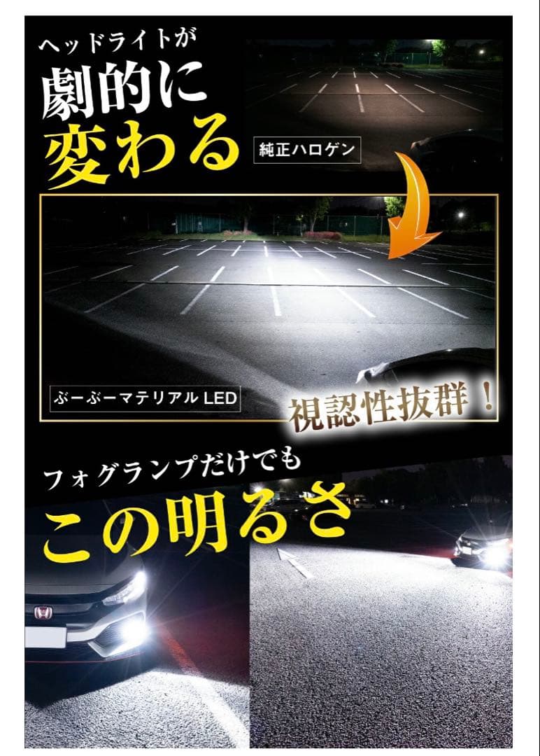 HB4 ぶーぶーマテリアル　未装着　未使用 LEDヘッドライト　フォグ