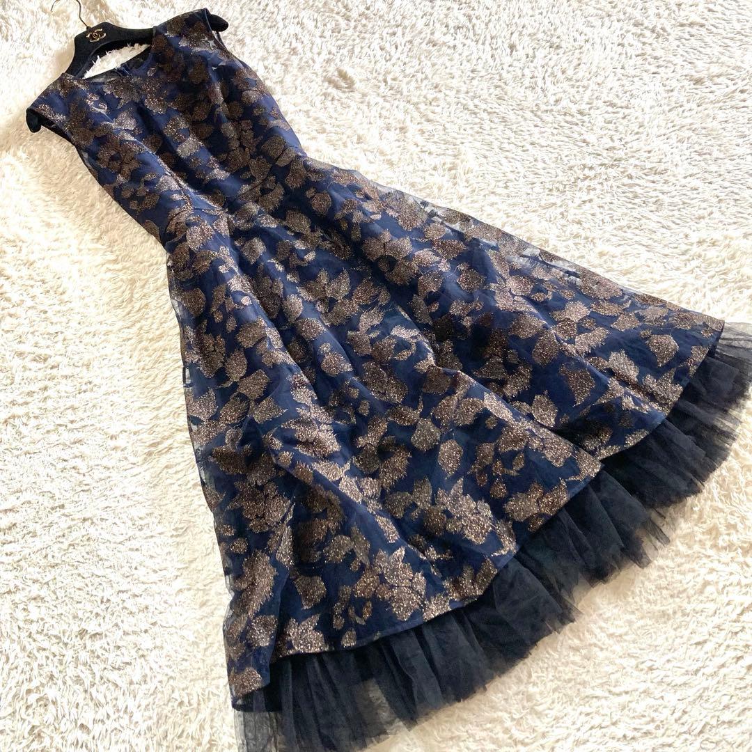 【極美品】グレースコンチネンタル ラメ刺繍チュールワンピース パーティードレス