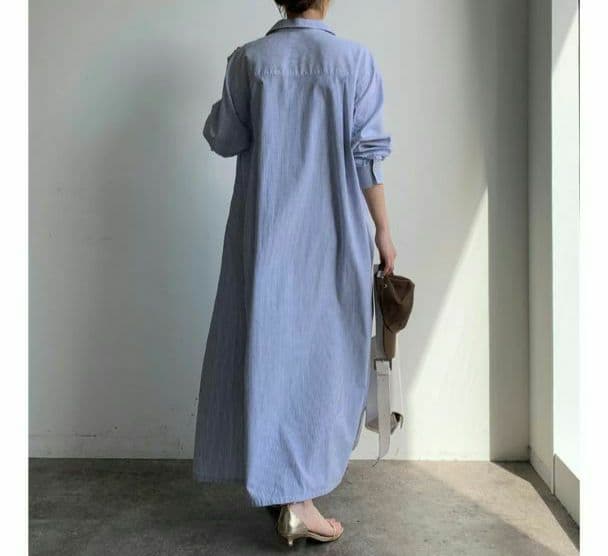 新品タグ付き DouDou ストライプシャツドレス ワンピース