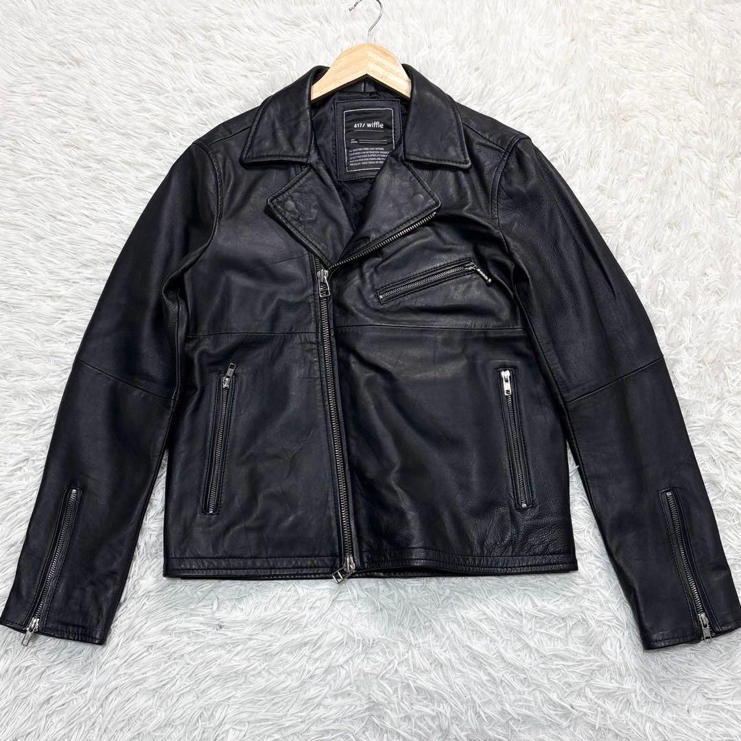 エディフィス ライダースジャケット レザー ダブル L ブラック