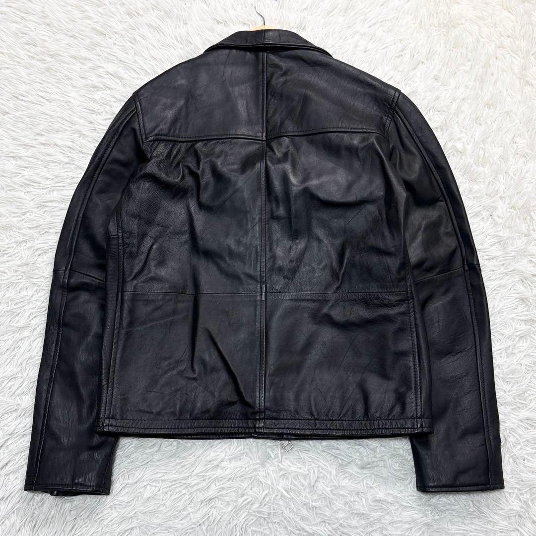 エディフィス ライダースジャケット レザー ダブル L ブラック
