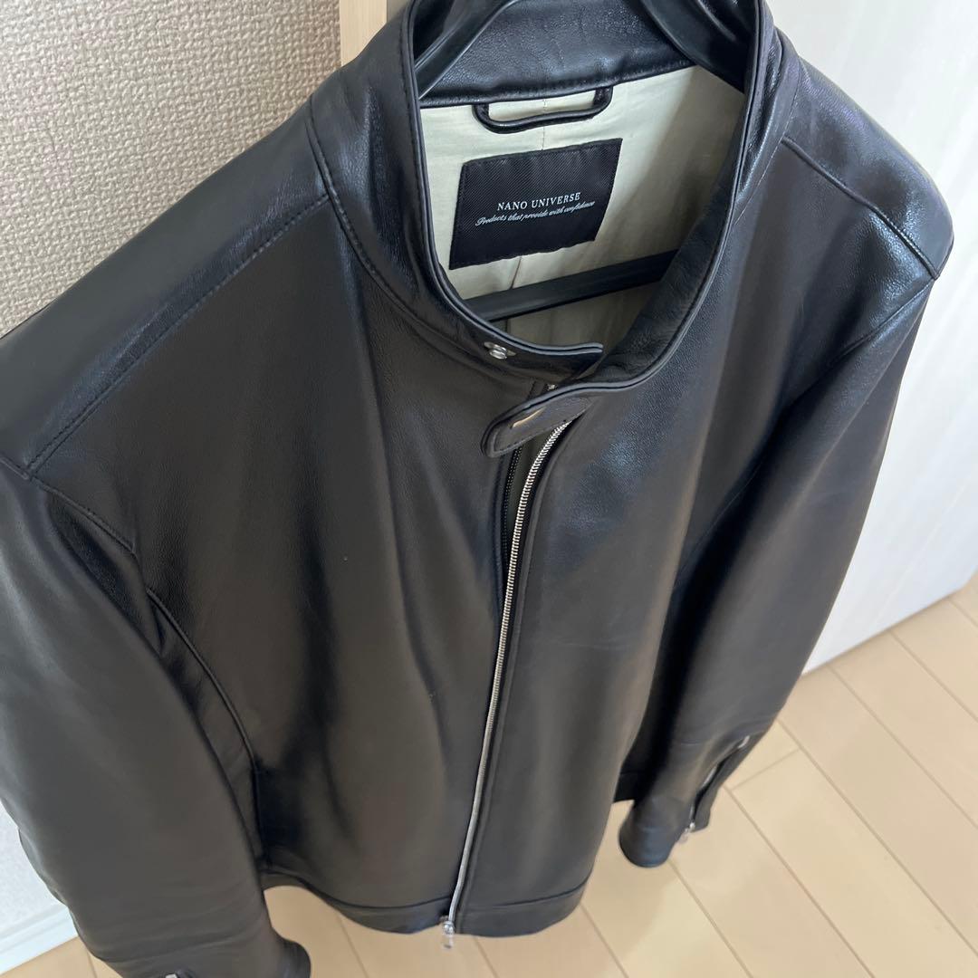 23日迄 nano・universe ラムレザー シングルライダースジャケット