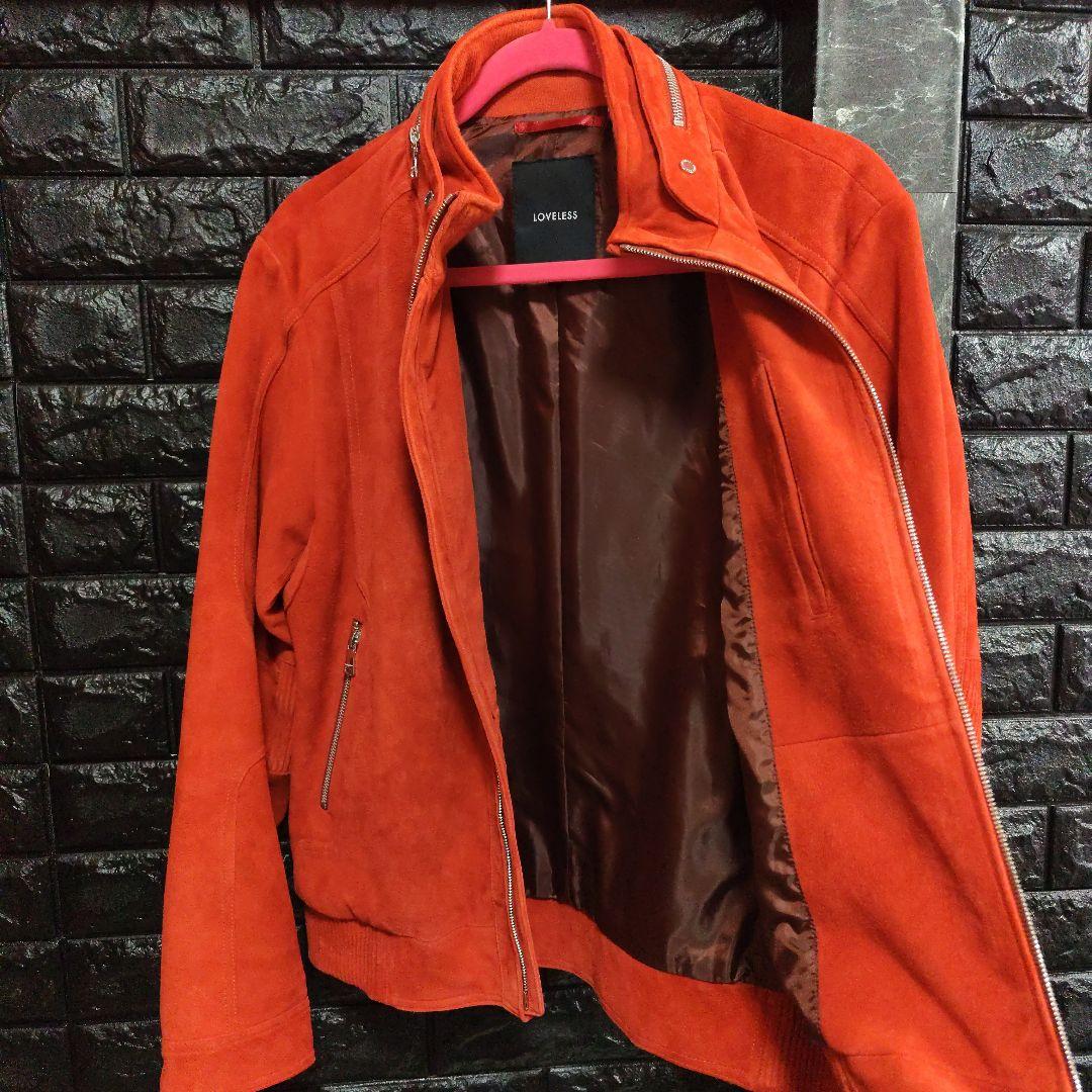 美品　LOVELESS　オレンジレッド　ラムレザースエード仕上げ　 ジャケット