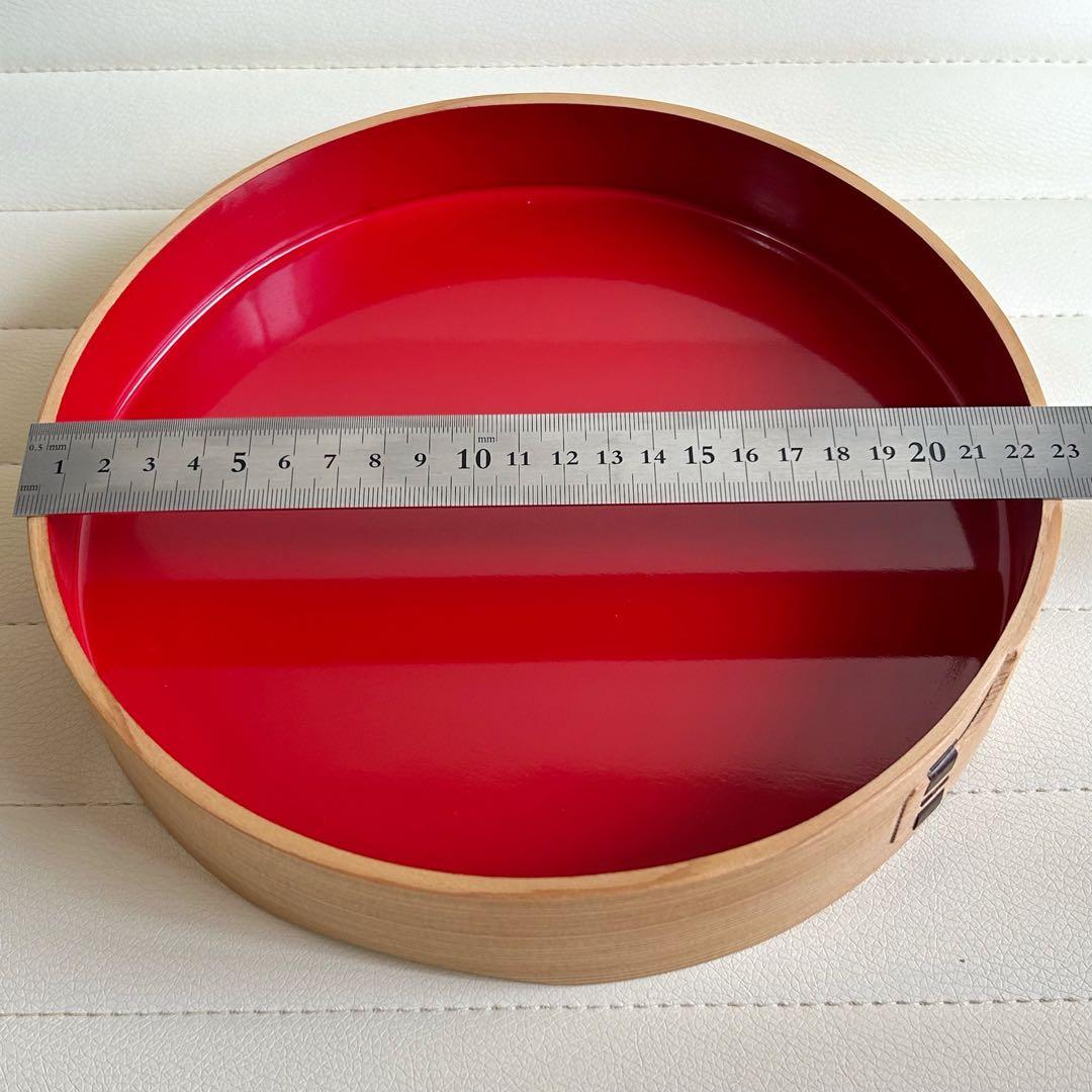 秋田杉　伝統工芸品　曲げわっぱ　内朱　弁当箱　菓子器　天然木　蓋付き　寿司桶