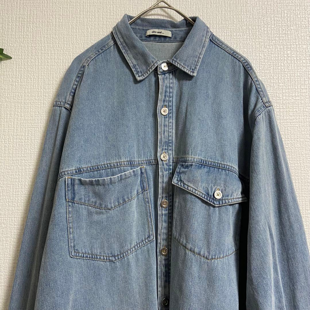 ニコアンド＊Misayoさんプロデュース BIGデニムシャツ スモーキーブルー