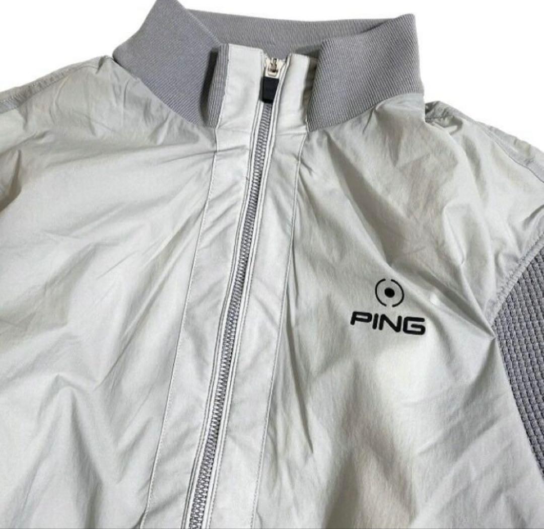 L ☆新品　PING ドッキングブルゾン　ストレッチ性・透け防止　メンズ　グレー