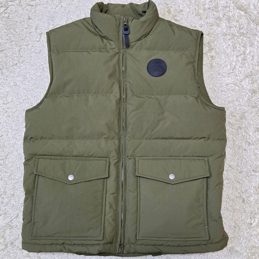 STUSSY/ステューシー 黒タグ 胸パッチ 裏アニマル柄 ダウン ベスト M