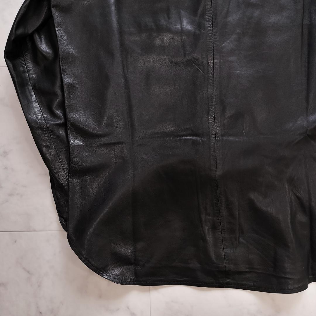 アニエスベーオム レザーシャツジャケット 2 L~XL ブラック フランス製