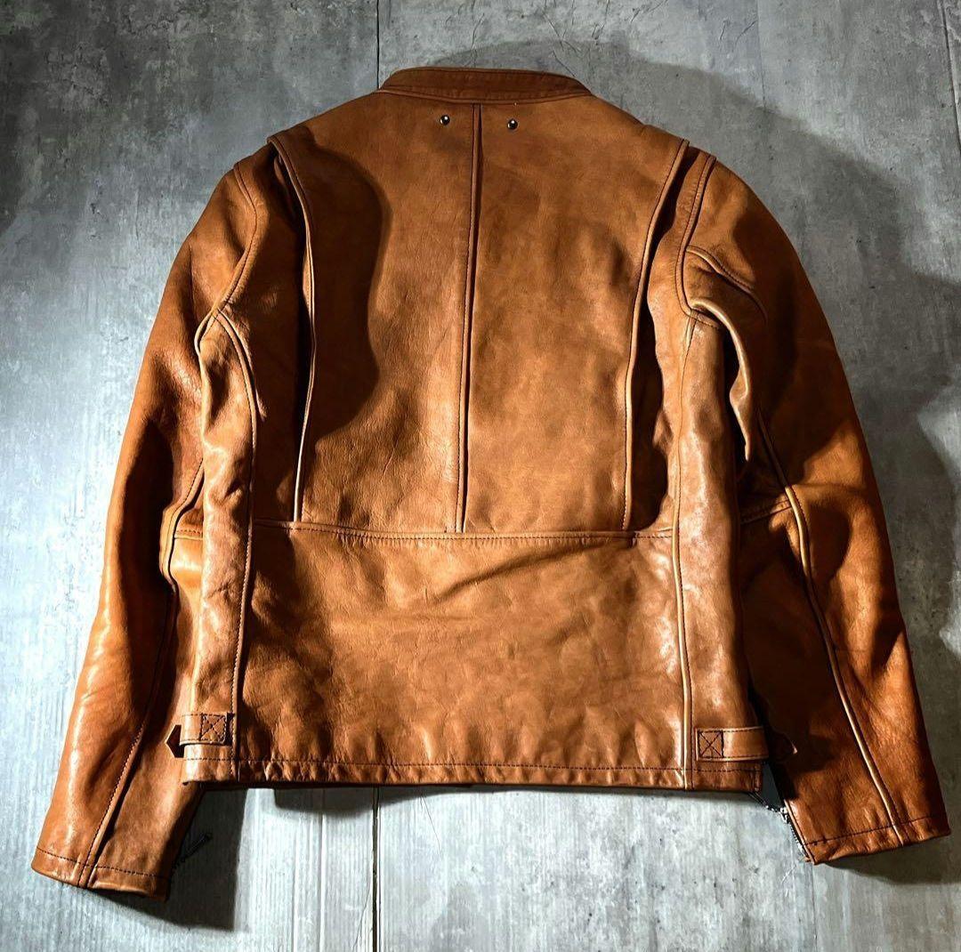 varde77 leather jacket 牛革　シングルライダース　ブラウン