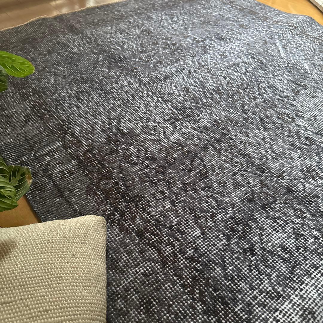 104×207 グレイ×ブラウン　オーバーダイ　トルコヴィンテージラグ