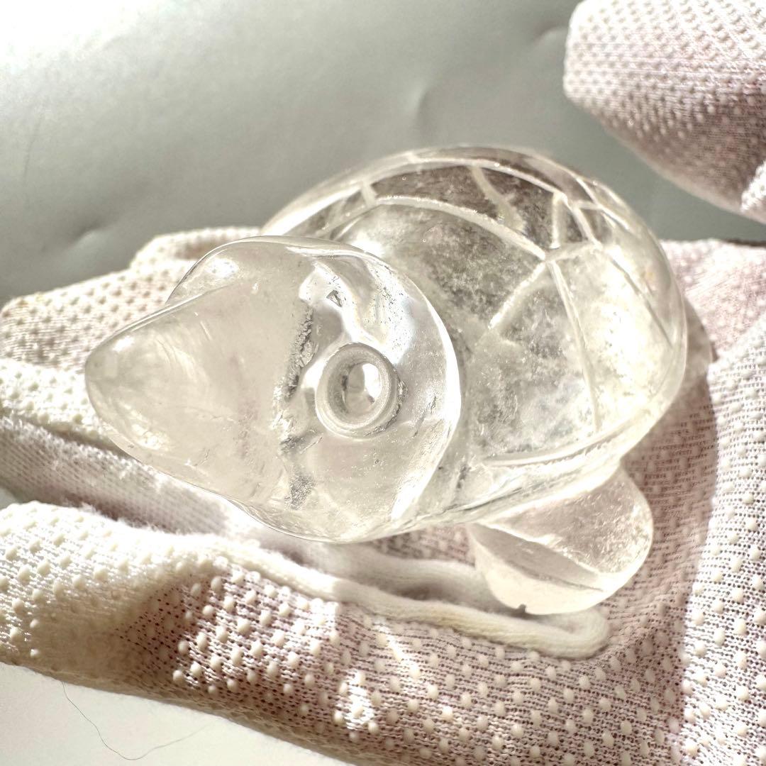 【彫刻置物】ヒマラヤ 綺麗☆天然水晶 カメ かめ 亀