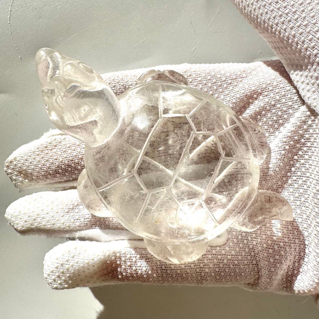 【彫刻置物】ヒマラヤ 綺麗☆天然水晶 カメ かめ 亀
