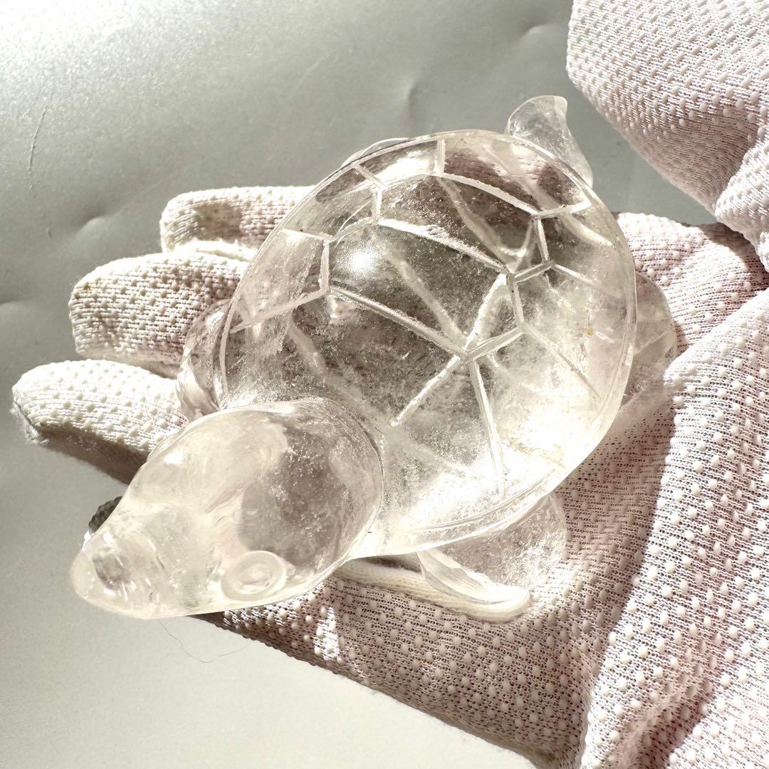 【彫刻置物】ヒマラヤ 綺麗☆天然水晶 カメ かめ 亀