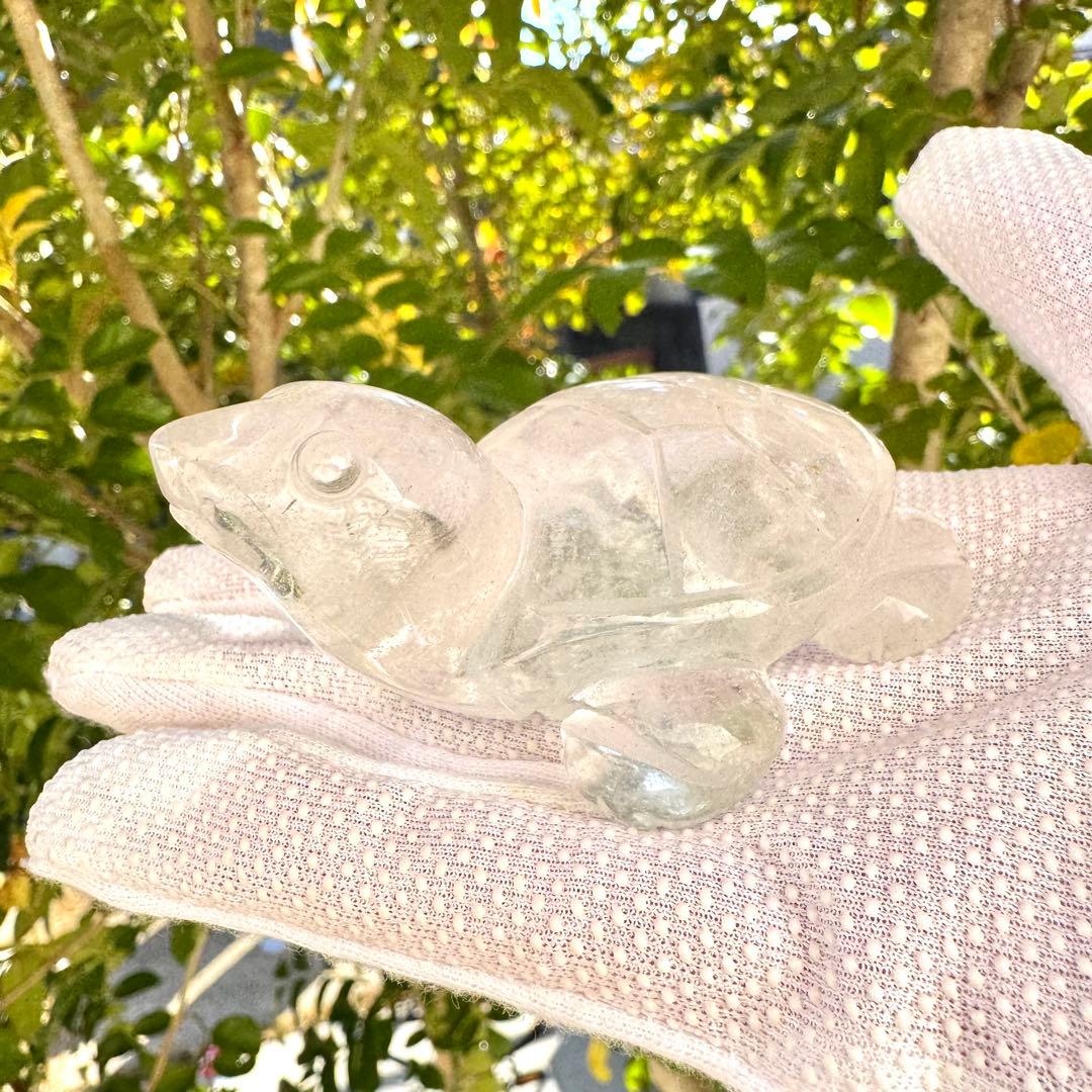 【彫刻置物】ヒマラヤ 綺麗☆天然水晶 カメ かめ 亀