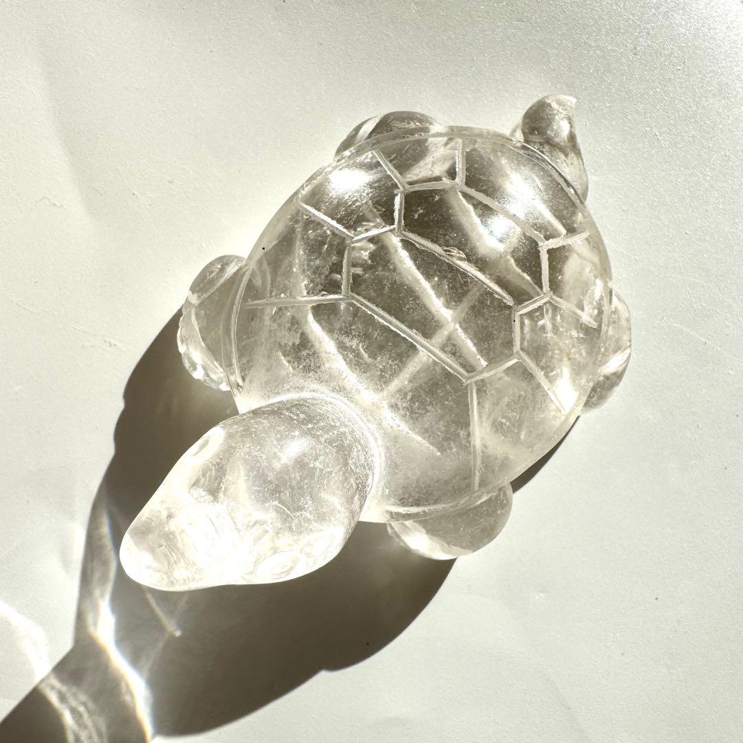 【彫刻置物】ヒマラヤ 綺麗☆天然水晶 カメ かめ 亀