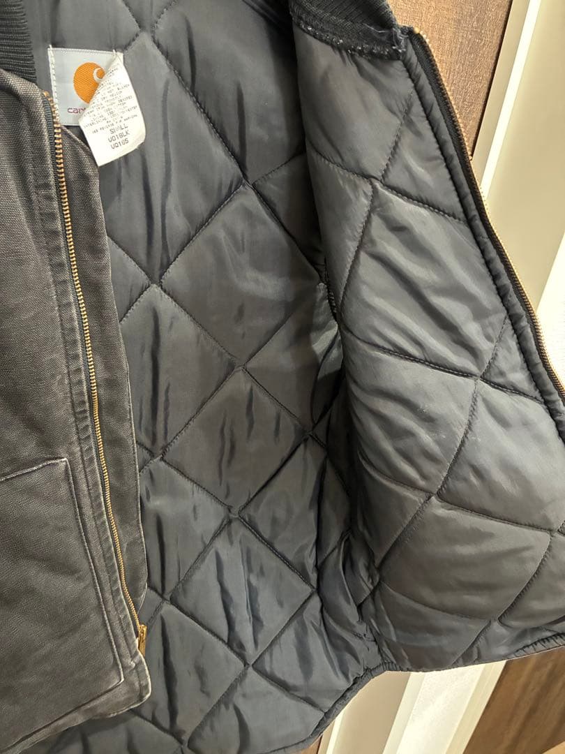 90s Carhartt VQ185 ダックベスト 黒 USA 腰ゴム Sサイズ