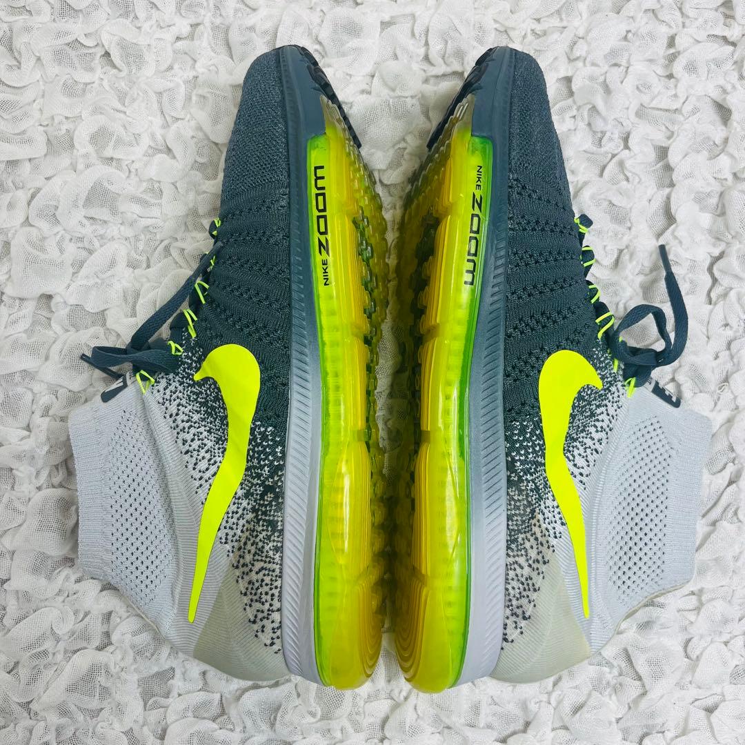 ナイキNIKEフライニットレーサー27.5完売品ランニングシューズマラソン蛍光