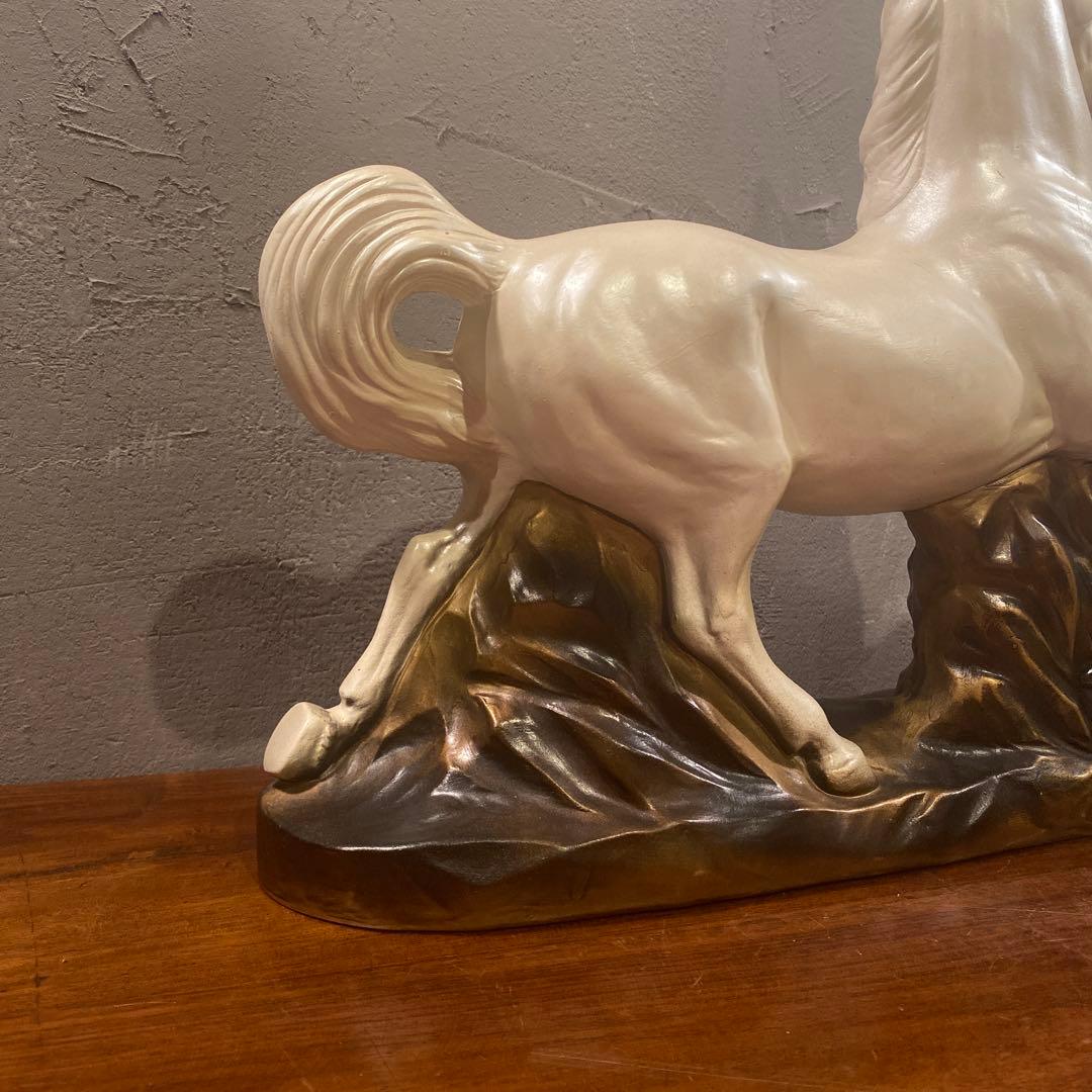常滑焼 赤倉陶園 白馬置物 白パール 美品 オブジェ 箱付き 昭和レトロ