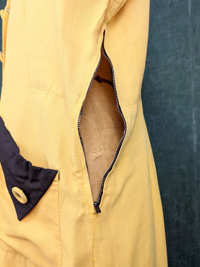 ワンピース 1940-50s Yellow french sleeve dress