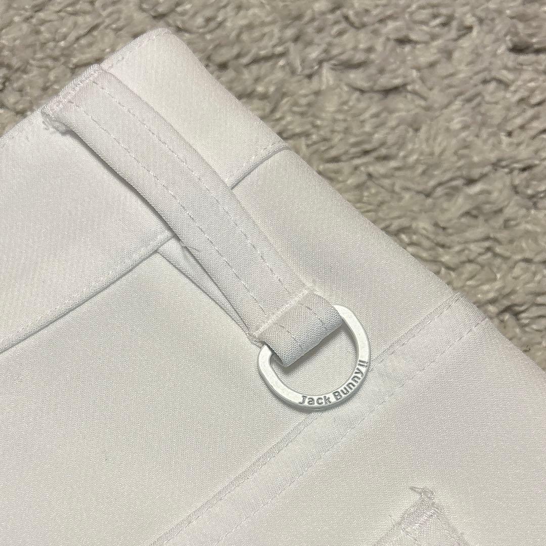 【美品】ジャックバニー バックロゴボトムス ゴルフウェア 白 6 ストレッチ