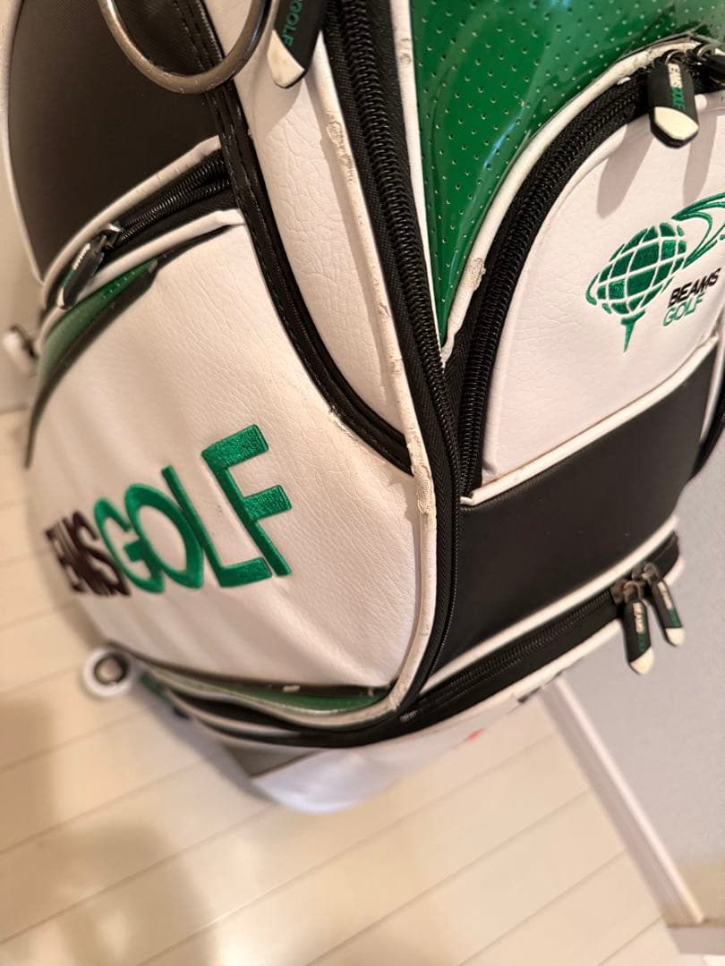 BEAMS GOLF キャディバッグ ホワイト グリーン