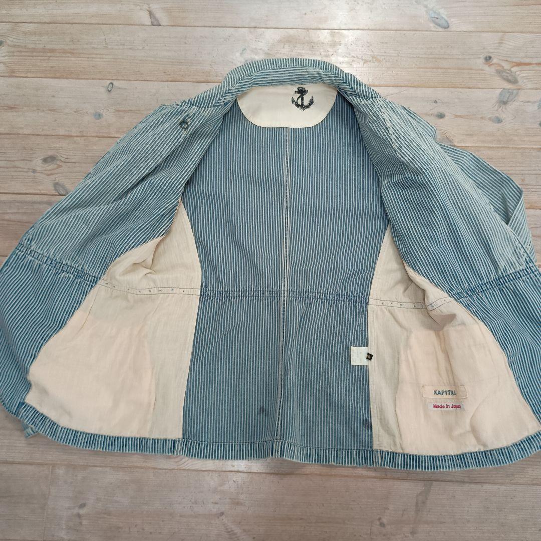 kapital キャピタル　10ozヒッコリー女の子Pコート（マリン加工）　美品