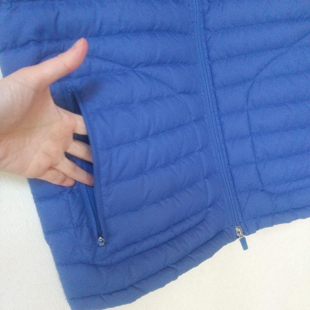 極美品LACOSTE ラコステ青ロゴ洗えるダウンベストブルーLダウンフェザー入り