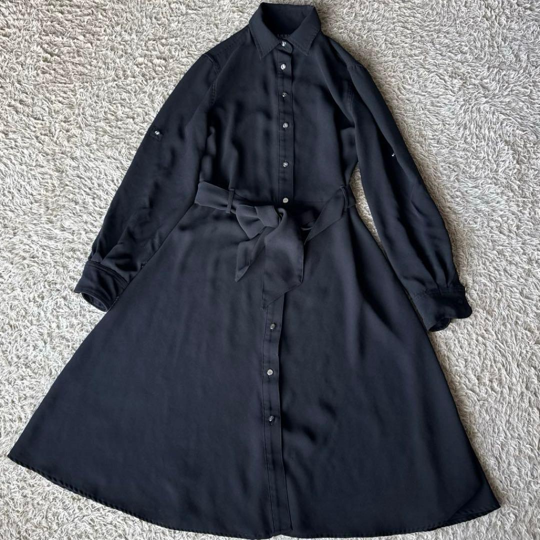 ローレンラルフローレン　シャツワンピース　ロゴメタルボタン　ブラック✨美品✨