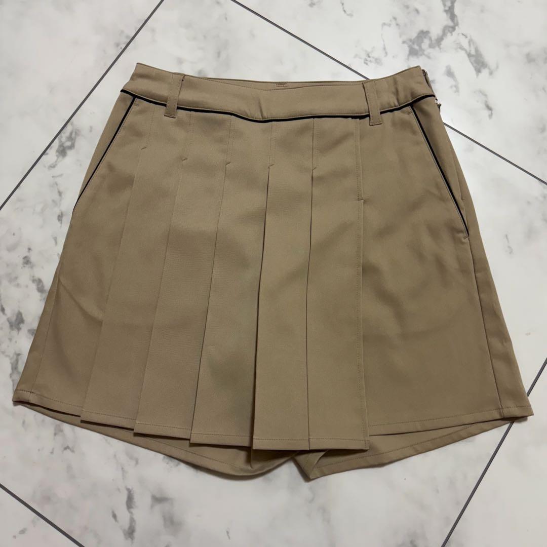 BEAMS GOLF ビームスゴルフ　プリーツ ラップキュロット　 S ベージュ