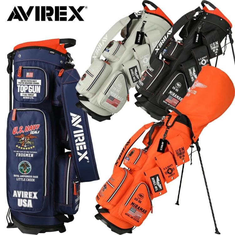 新品 AVIREX アヴィレックスゴルフ スタンド キャディバッグ ブラック